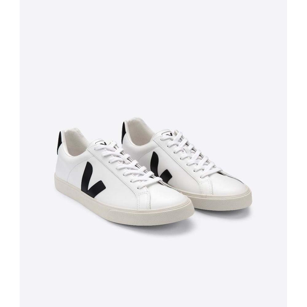 White/Black Men's Veja ESPLAR LEATHER Sneakers | AU 306LIS